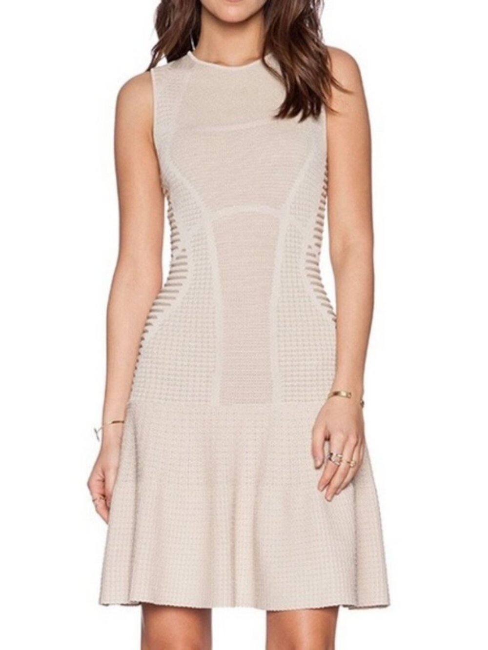 Ronny Kobo Scarlet Mesh Fit And Flare Dress Khaki